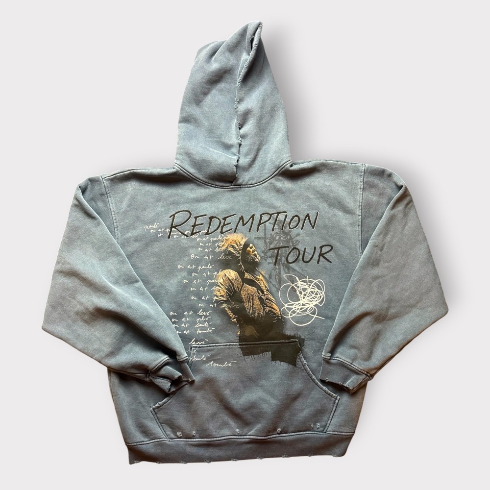 Rod Wave Redemption Tour Hoodie Faded Blue Grey Distressed Merch XL